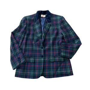 Vintage Pendleton Wool Tartan Blazer Velvet Collar